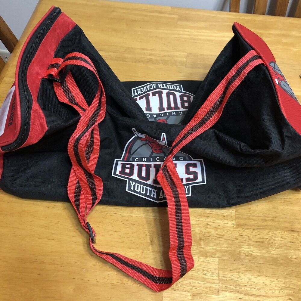 Chicago Bulls Youth Academy Duffle Bag Tote23"x10"x9" Gym Travel Bag Black Red C - Picture 8 of 12